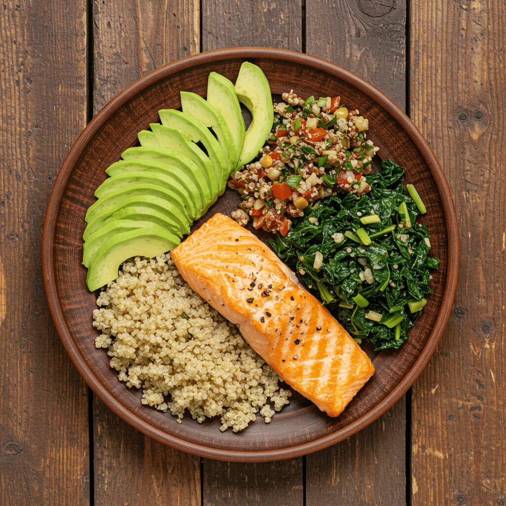 High-protein no-sugar balanced plate meal