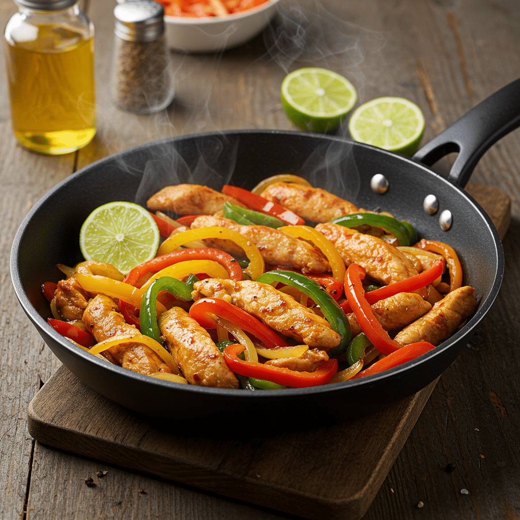 Chicken fajita instant skillet with colorful peppers
